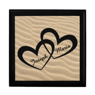 Interlocking Hearts– Names in Sand, Romantic Gift Box