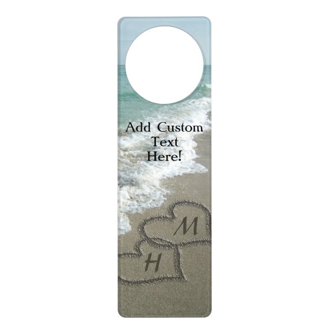 Interlocking Hearts on Beach Sand Door Hanger