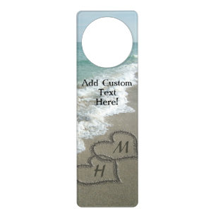 Interlocking Hearts on Beach Sand Door Hanger
