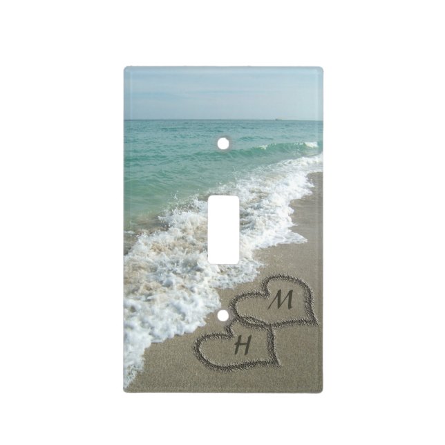 Interlocking Hearts on Beach Sand Light Switch Cover (Front)