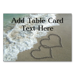 Interlocking Hearts on Beach Sand Table Number