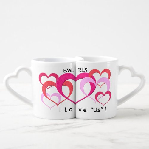 Interlocking Hearts Personalized Coffee Mug Set