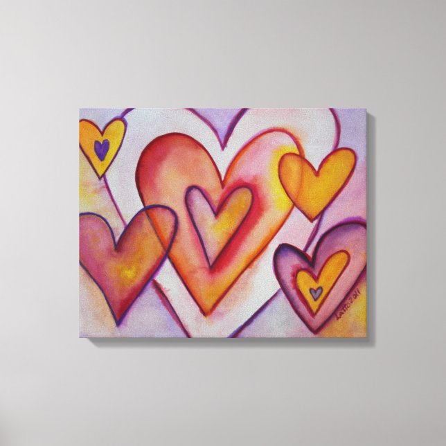 Interlocking Love Hearts Canvas Art Paintings (Front)