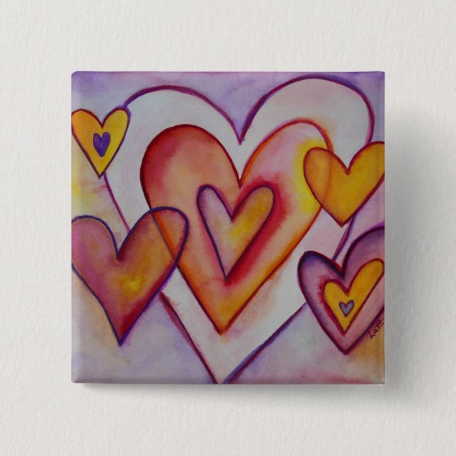 Interlocking Love Hearts Custom Button Pendant Pin (Front)