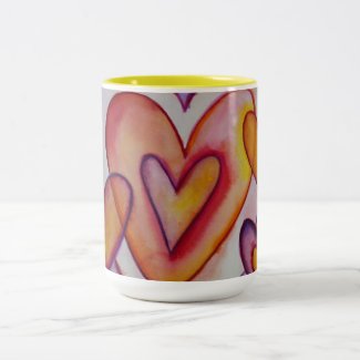 Interlocking Love Hearts Custom Coffee Mugs