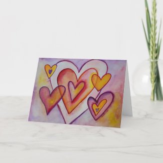 Interlocking Love Hearts Custom Greeting Cards