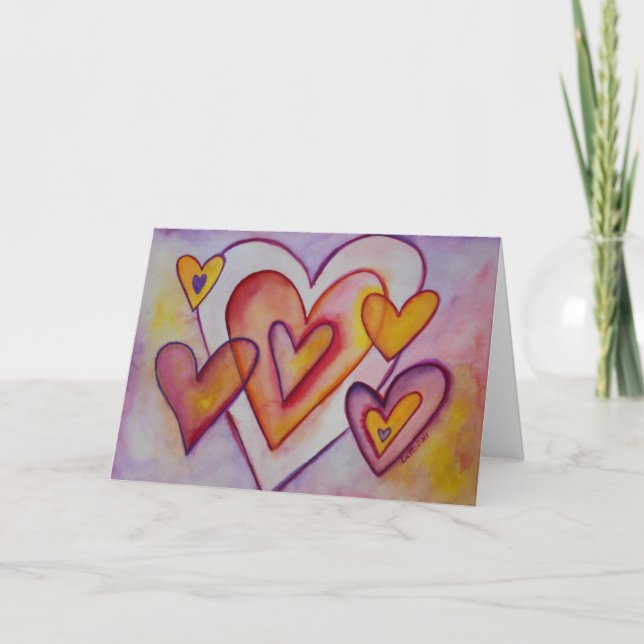 Interlocking Love Hearts Custom Greeting Cards (Front)