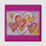 Interlocking Love Hearts Custom Magnets<br><div class="desc">Watercolor painting of hearts interlocking with each other like love from life relationships. The colors are a soft lavender purple, pinks, red, yellows, and gold. This image is meant is a tribute to all those we love in our life. The interlocking love heart connections hold us together in joy and...</div>