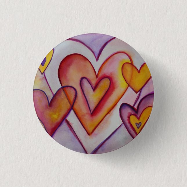 Interlocking Love Hearts Custom Pin Buttons (Front)