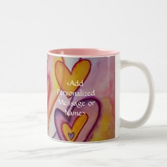Interlocking Love Hearts Personalized Custom Mugs
