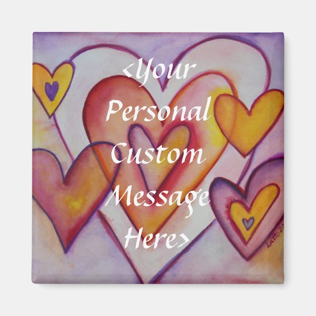 Interlocking Love Hearts Personalized Magnets (Front)