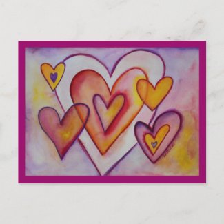 Interlocking Love Hearts Personalized Postcards