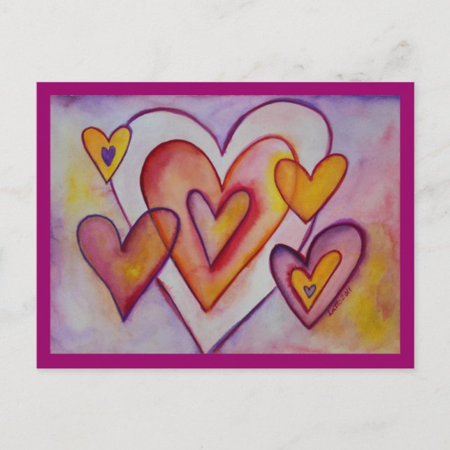 Interlocking Love Hearts Personalized Postcards (Front)