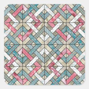 Interlocking Pastel Quilt Square Sticker