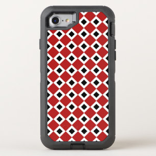 Interlocking Red, White, and Black Diamond Pattern OtterBox Defender iPhone SE/8/7 Case