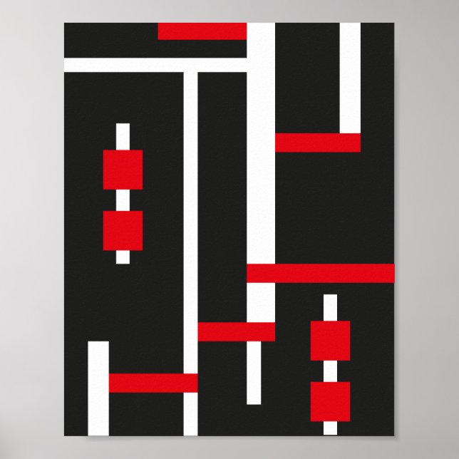 Interlocking Red & White stripes Poster (Front)