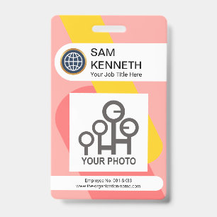 Interlocking Red Yellow Columns Company Photo Badge