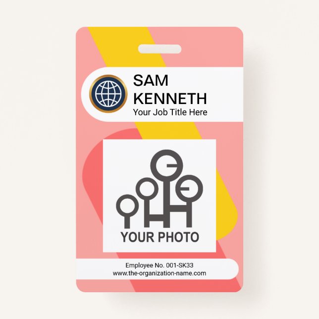 Interlocking Red Yellow Columns Company Photo Badge (Front)