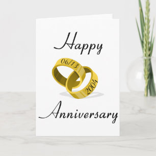 Interlocking Rings - Engraved custom Wedding Date Card