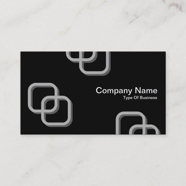 Interlocking Squares 3d - Gray on Black Business Card (Front)