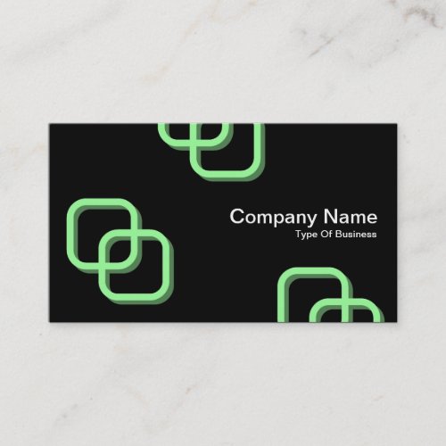 Interlocking Squares 3d _ Mint Green on Black Business Card