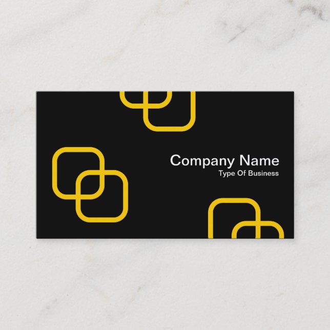 Interlocking Squares - Amber on Black Business Card (Front)