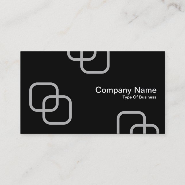 Interlocking Squares - Gray on Black Business Card (Front)