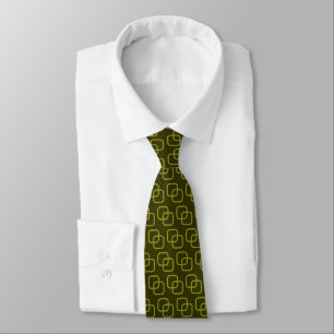 Interlocking Squares - Olive on Murky Green Neck Tie