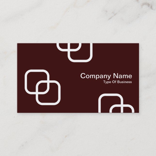 Interlocking Squares - White on Dark Brown Business Card (Front)