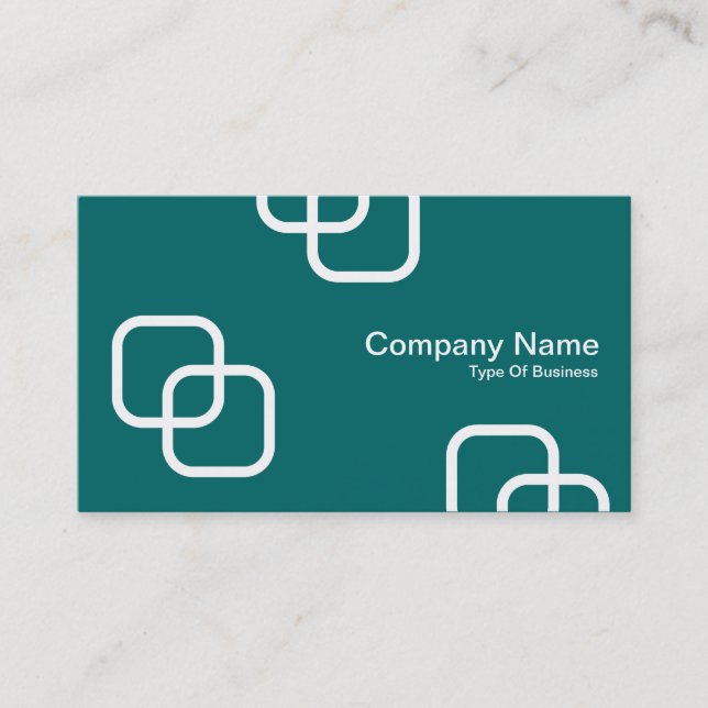 Interlocking Squares - White on Moss Green Business Card (Front)