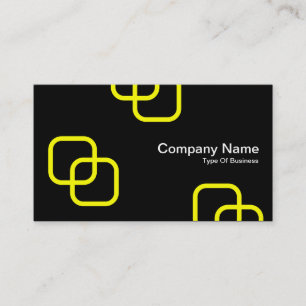 Interlocking Squares - Yellow on Black Business Card