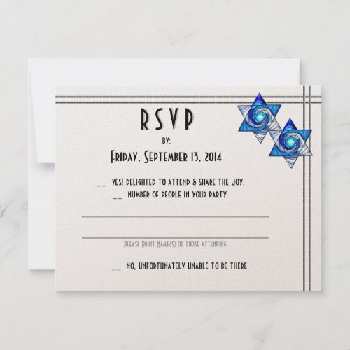 Interlocking Stars of David Jewish Wedding RSVP Card