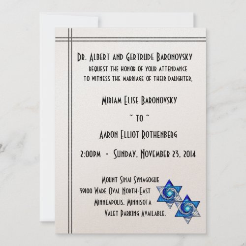 Interlocking Stars of David Jewish Wedding Save The Date