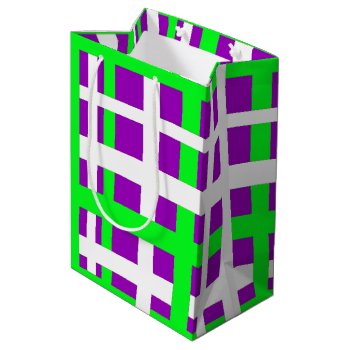 Interlocking Stripes Black Green Purple Medium Gift Bag by BlakCircleGirl at Zazzle