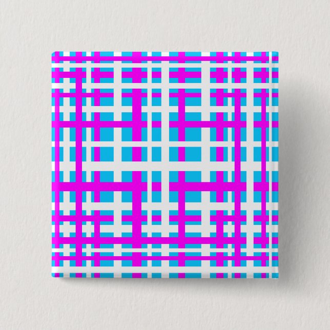 Interlocking Stripes White Pink Light Blue Button (Front)