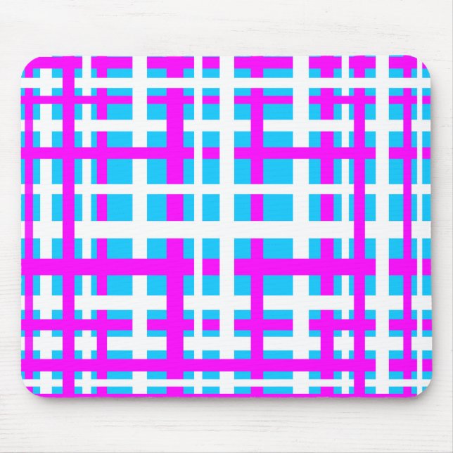 Interlocking Stripes White Pink Light Blue Mouse Pad (Front)