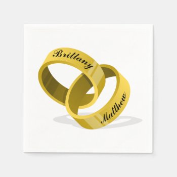 Interlocking Wedding Rings - Engraved Custom Names Napkins by uterfan at Zazzle