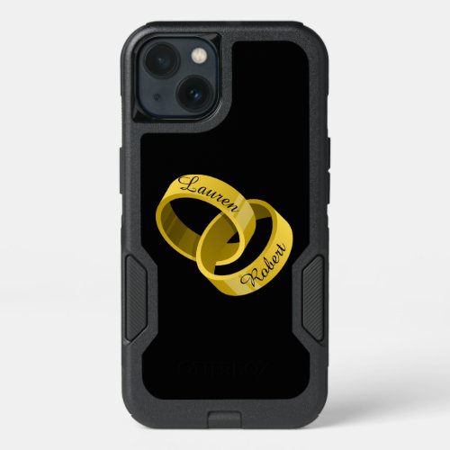 Interlocking Wedding Rings _ Engraved custom Names iPhone 13 Case