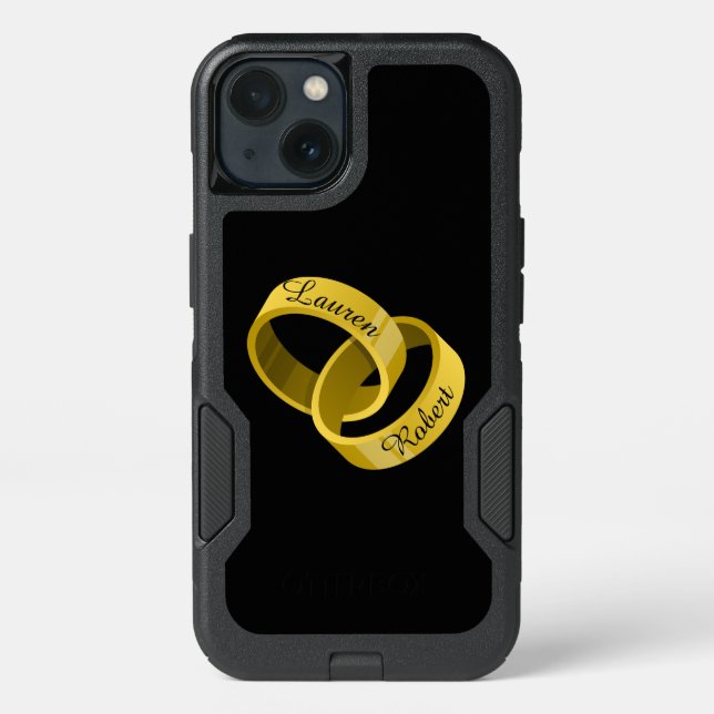 Interlocking Wedding Rings - Engraved custom Names Otterbox iPhone Case (Back)