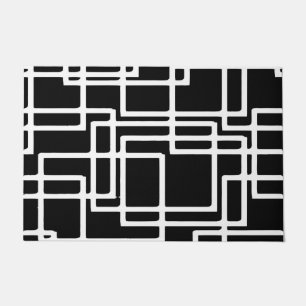 Interlocking White Squares Artistic Design Doormat