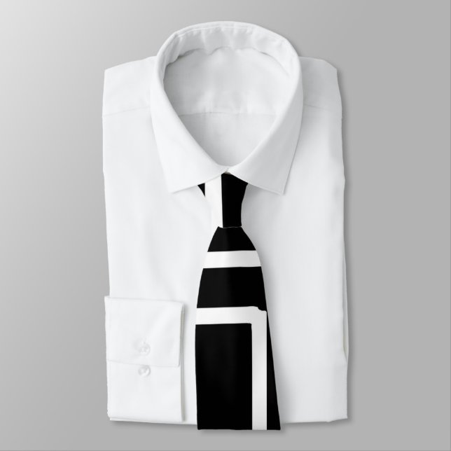 Interlocking White Squares Artistic Design Neck Tie (Tied)