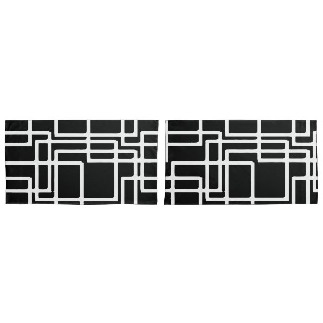 Interlocking White Squares Artistic Design Pillow Case (Front-Set)