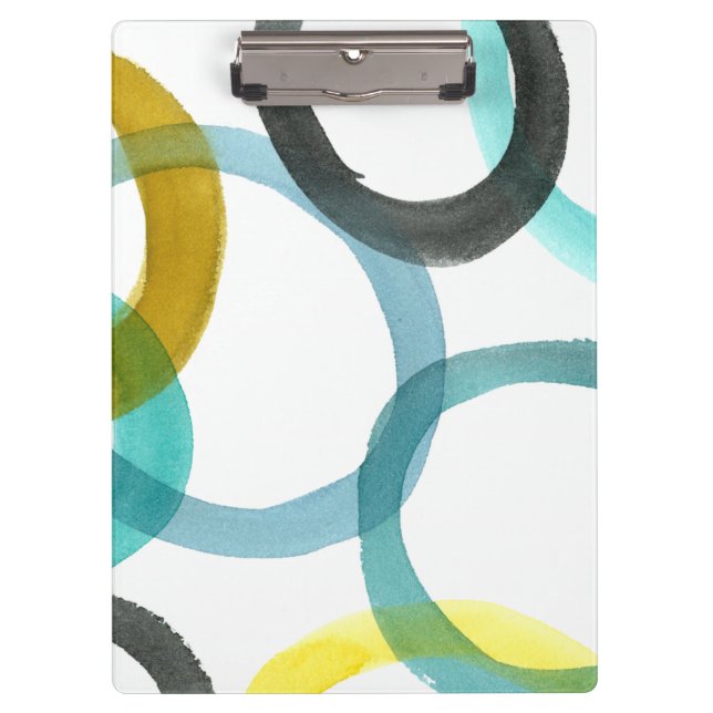 Interlocking Yellow & Blue Circles Clipboard (Front)