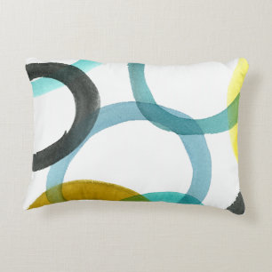 Interlocking Yellow & Blue Circles Decorative Pillow
