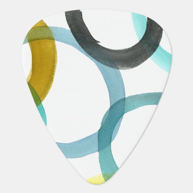 Interlocking Yellow & Blue Circles Guitar Pick (Front)