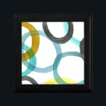 Interlocking Yellow & Blue Circles Jewelry Box<br><div class="desc">A simple print of interlocking yellow and blue circles by Megan Meagher. The white background lets the colors of the circles pop. Purchase yours today!</div>