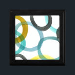 Interlocking Yellow & Blue Circles Jewelry Box<br><div class="desc">A simple print of interlocking yellow and blue circles by Megan Meagher. The white background lets the colors of the circles pop. Purchase yours today!</div>