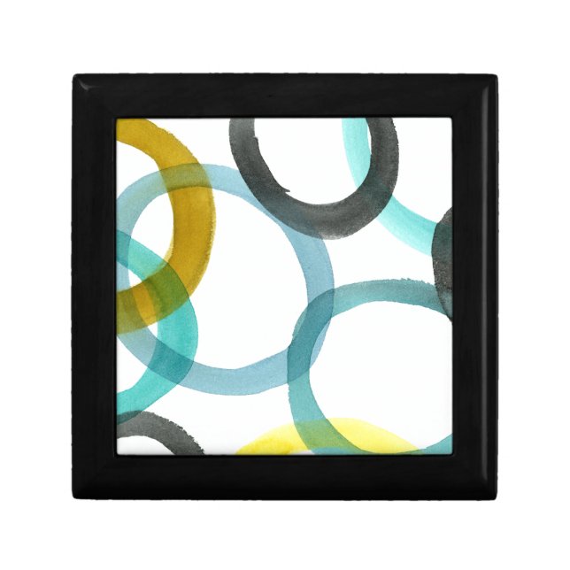 Interlocking Yellow & Blue Circles Jewelry Box (Front)