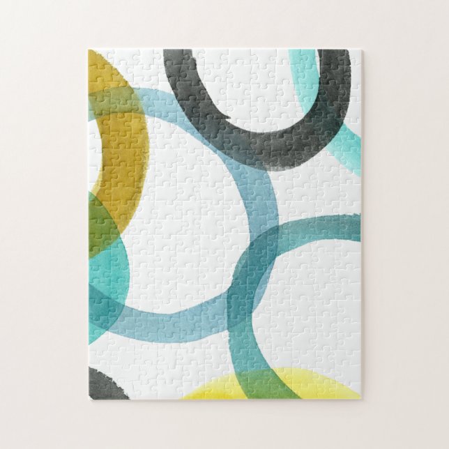 Interlocking Yellow & Blue Circles Jigsaw Puzzle (Vertical)