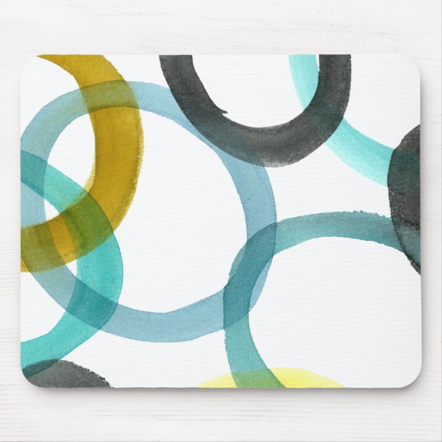 Interlocking Yellow & Blue Circles Mouse Pad (Front)